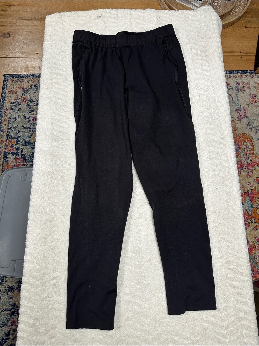 Athletic Works Women’s Black  Joggers Workout Leggings, Zip pockets Reflective M